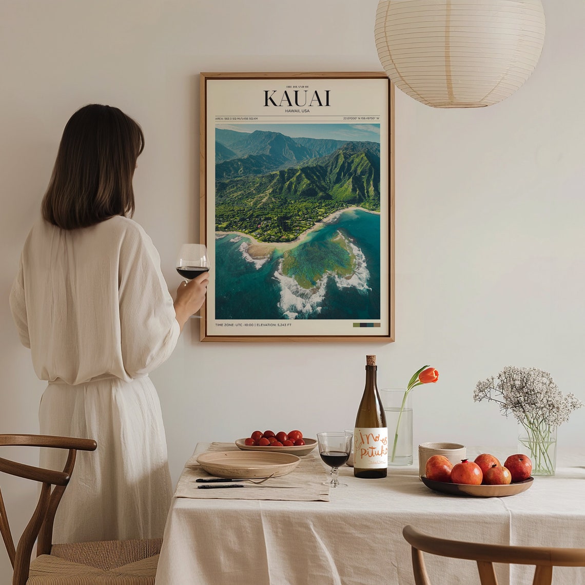 Kauai Hawaii Aerial Coast Emerald Cliffs Turquoise Ocean Travel Poster - Image 3