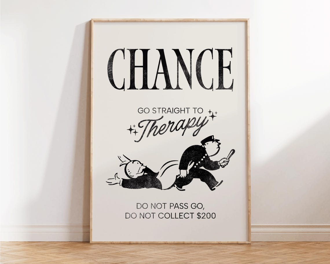 Chance Go Straight To Therapy Monopoly Parody Funny Coworker Print - Image 3