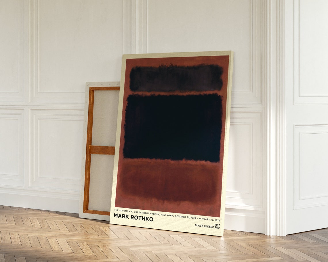 Mark Rothko Black in Deep Red 1957 Dark Abstract Canvas Art Poster - Image 2