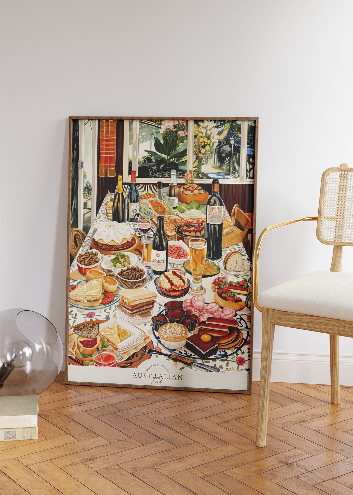 Australian Food Feast Table Illustration Retro Kitchen Art Poster - Image 4