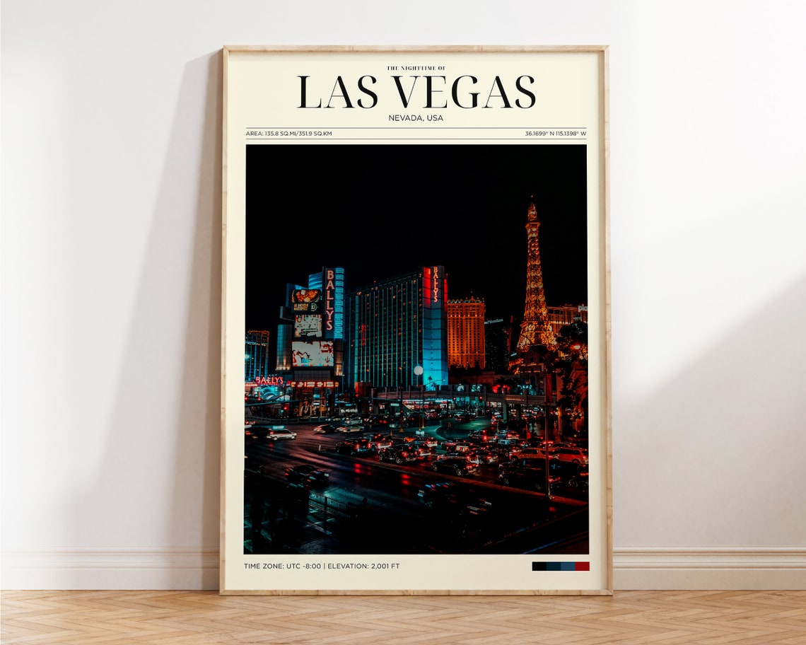 Travel Poster Las Vegas Strip Poster Street Of Las Vegas Print Las Vegas Wall Art For Living Room Large Modern Office Cities Wall Art - Image 2