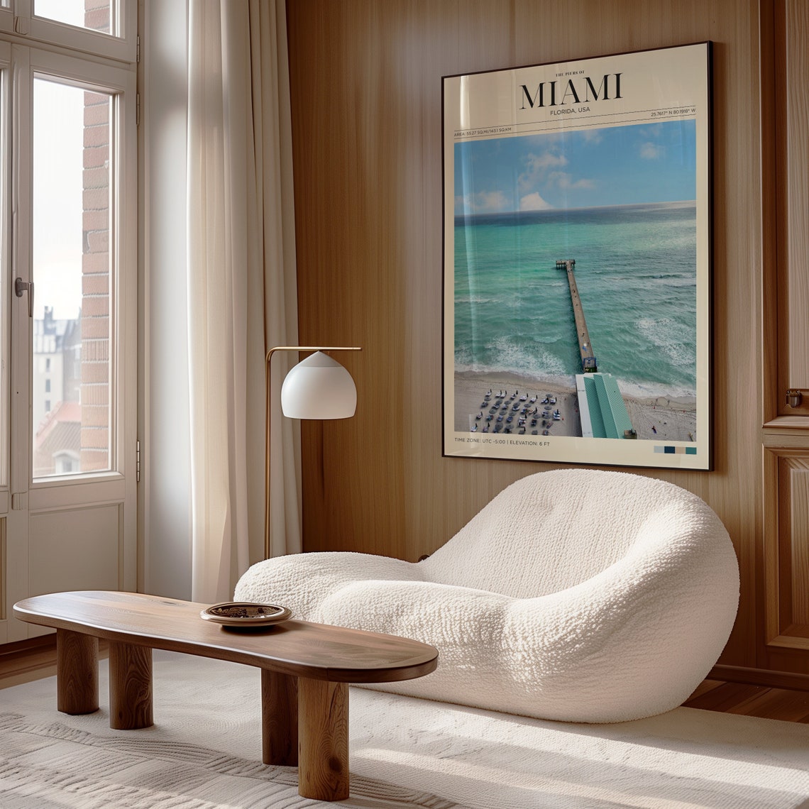 Miami Florida Aerial Pier Beach Turquoise Ocean Waves Travel Poster - Image 4