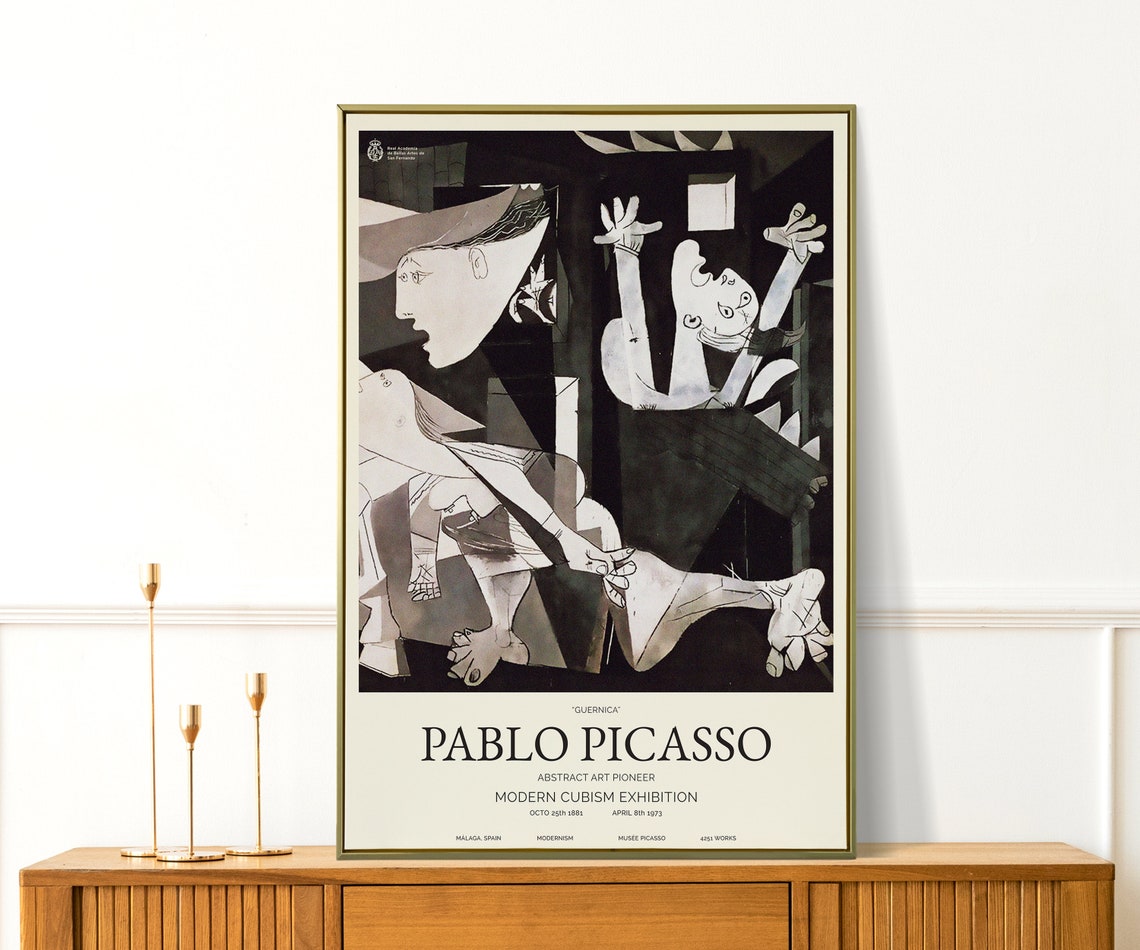 Pablo Picasso Guernica 1937 Black White Cubist Exhibition Art Poster