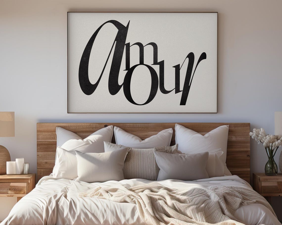 Amour Elegant Black Script French Romantic Typography Wall Poster - Image 3