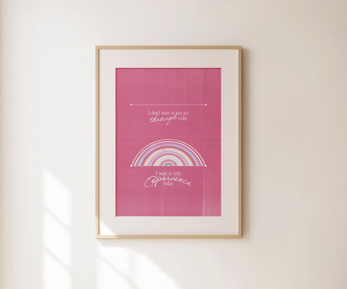 Fully Experience Today Self Love Pink Rainbow Motivational Quote Poster - Image 4
