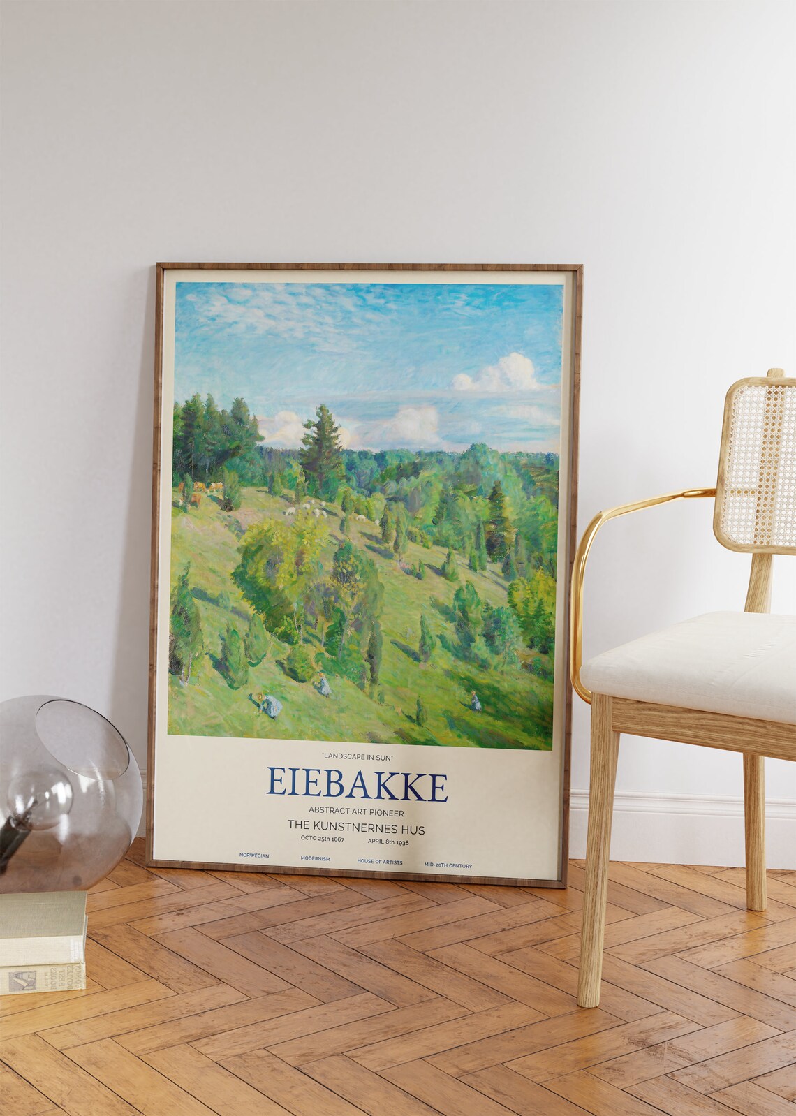 Eiebakke Landscape In Sun Green Hills Vintage Impressionist Art Poster - Image 4