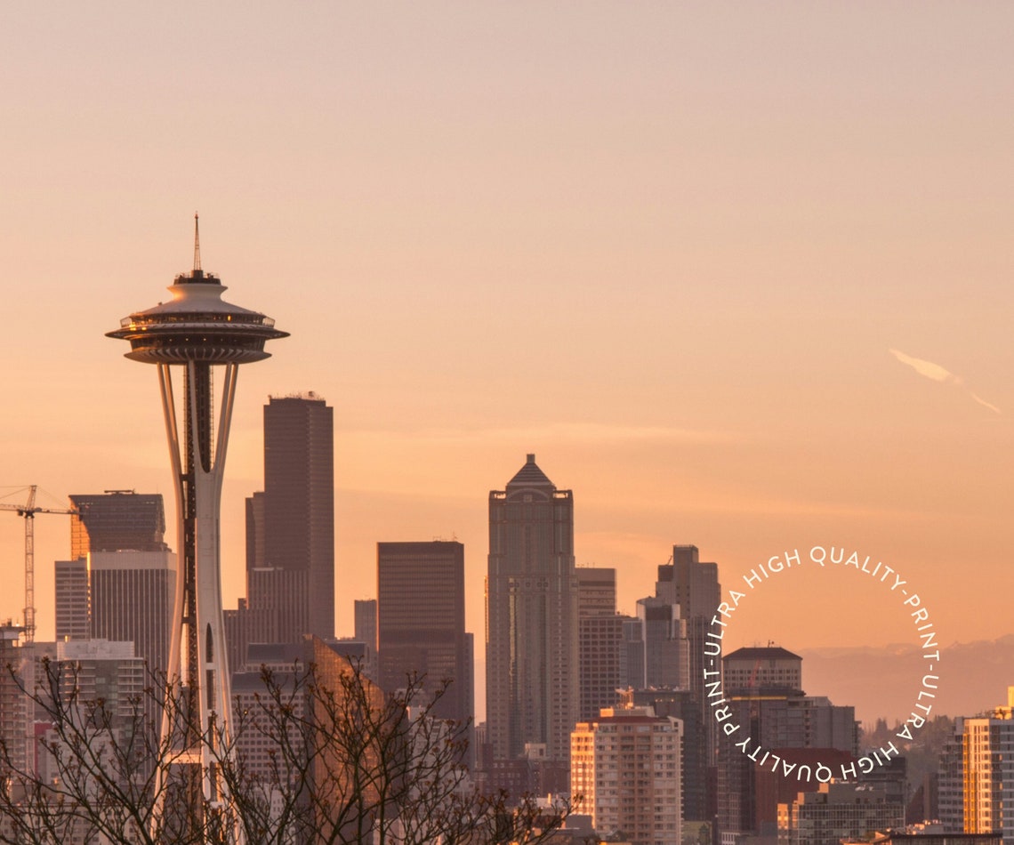 Seattle Space Needle Skyline Sunset Panorama Washington Travel Poster - Image 5