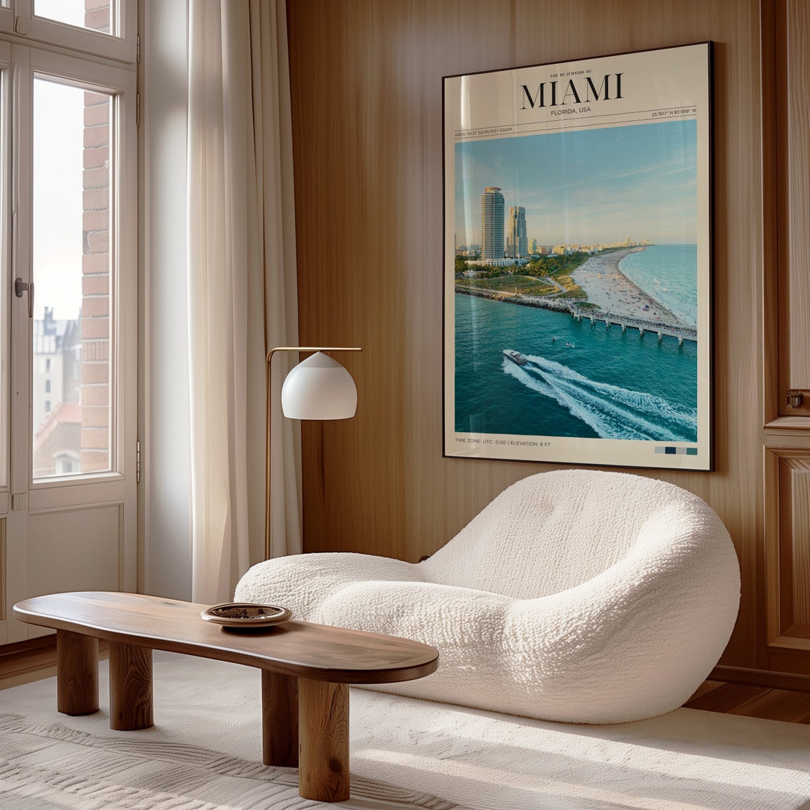 Miami Florida Beachside Aerial Ocean Boats Turquoise Travel Poster - Image 4
