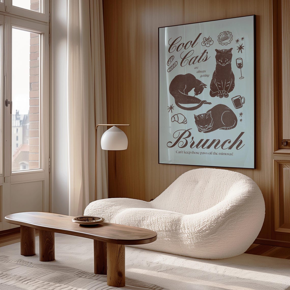 Cool Cats Brunch Chocolate Retro Cat Illustration Kitchen Wall Poster - Image 2