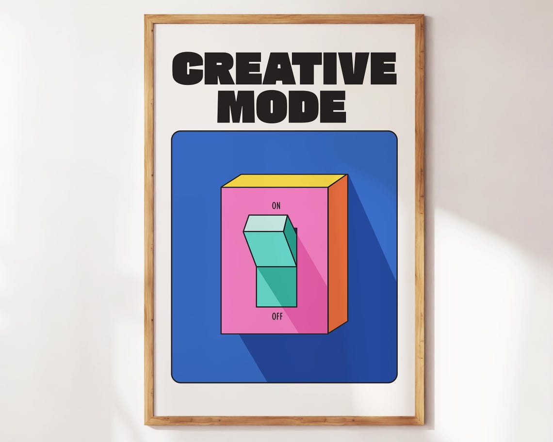 Creative Mode Blue Retro Light Switch Pop Art Motivational Poster