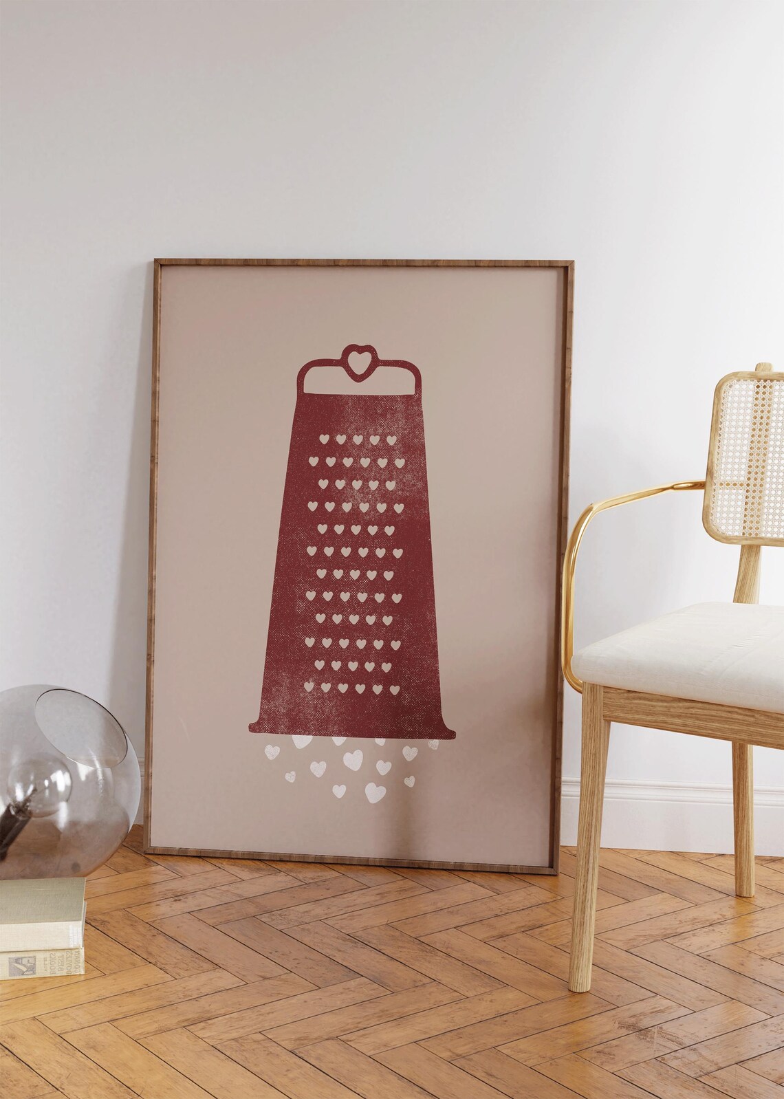 Grate Love Cheese Grater Hearts Pun Funny Red Beige Valentine Poster - Image 2