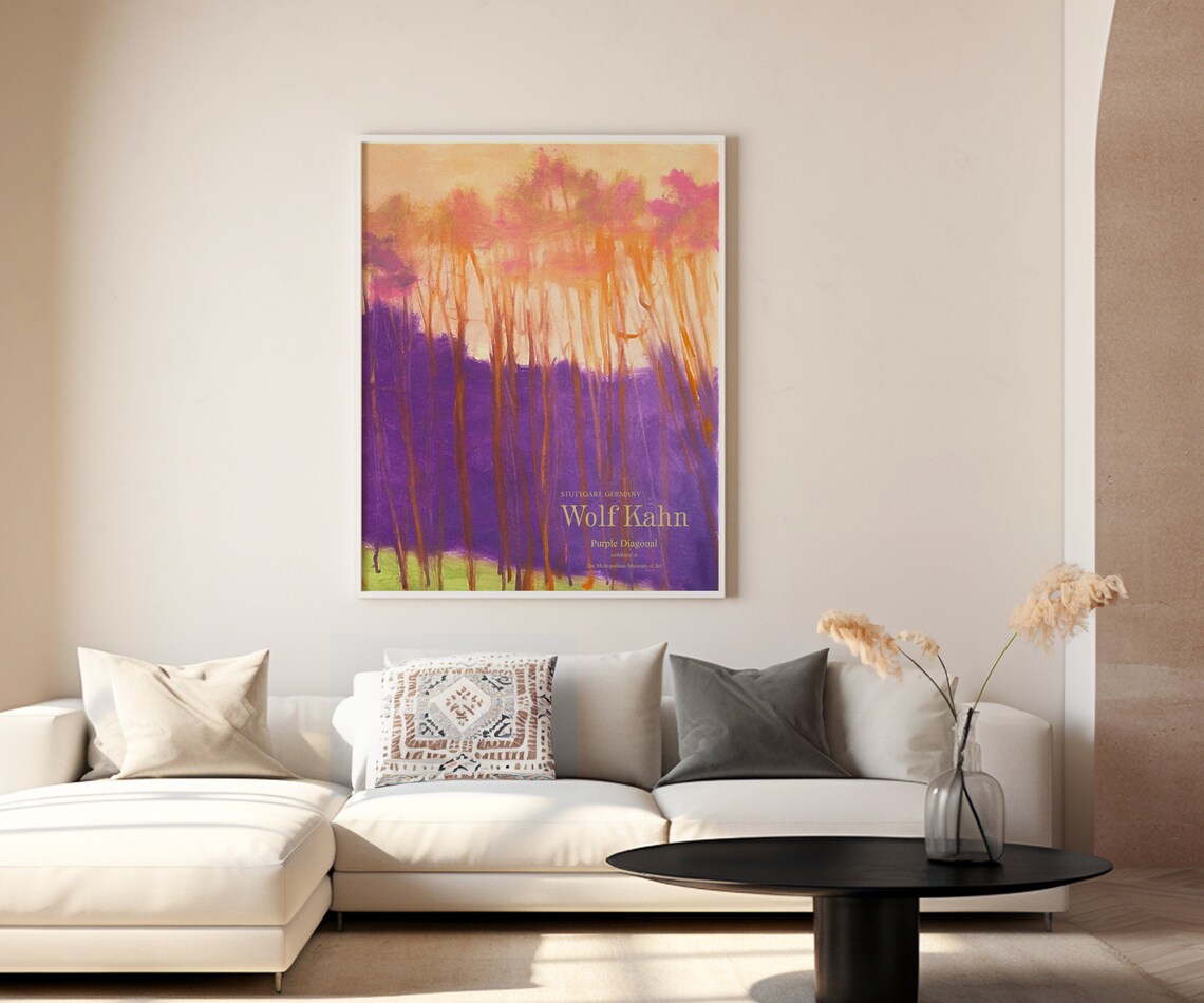 Wolf Kahn Purple Diagonal Violet Forest Landscape Modern Exhibition Poster - Image 3