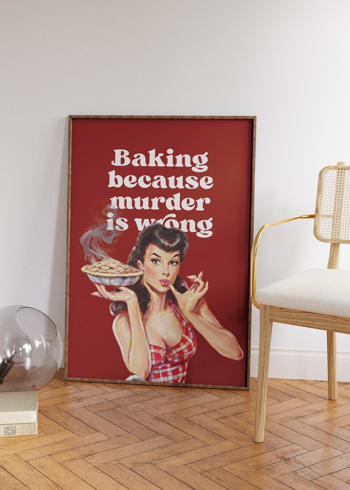 Baking Because Murder Is Wrong, Retro Kitchen Print - Image 4