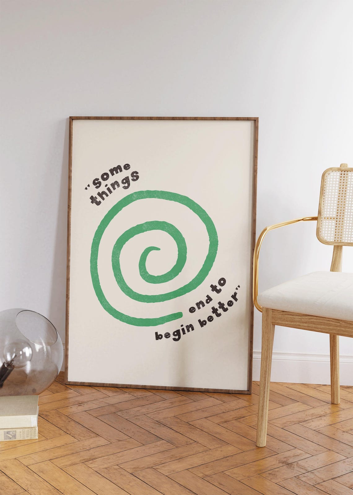 Some Things End To Begin Better Green Spiral Quote Mid Century Print - Image 3