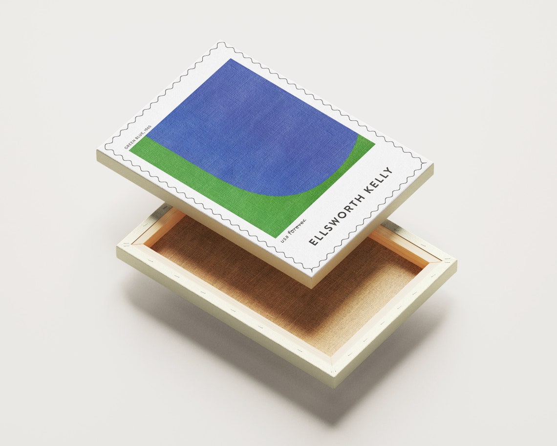 Ellsworth Kelly Green Blue 1965 Minimalist Abstract Stamp Art Print - Image 4