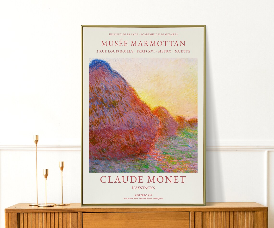 Claude Monet Haystacks Impressionist Landscape Musee Marmottan Exhibition Poster