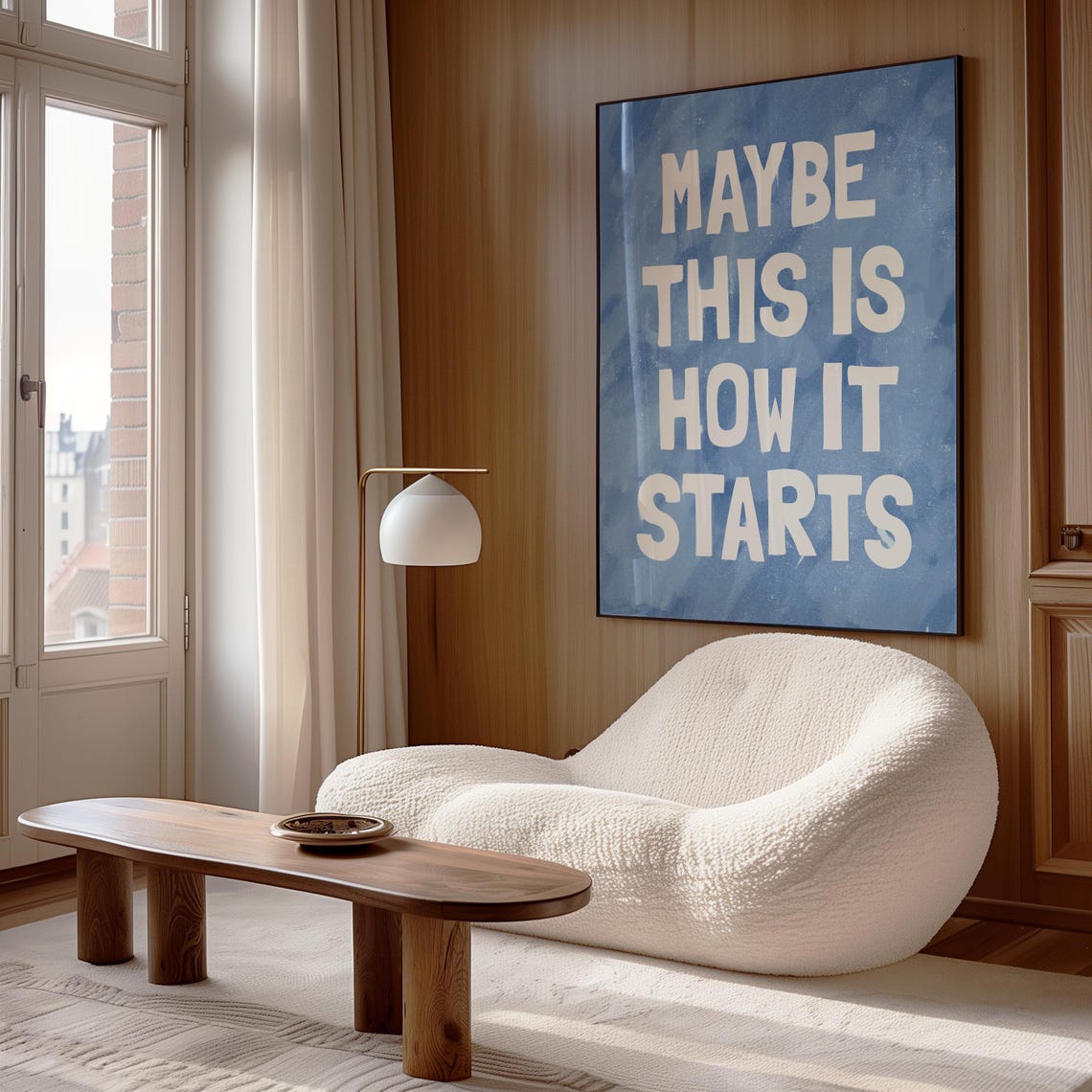 Maybe This Is How It Starts Blue Watercolor Bold Quote Wall Art - Image 2