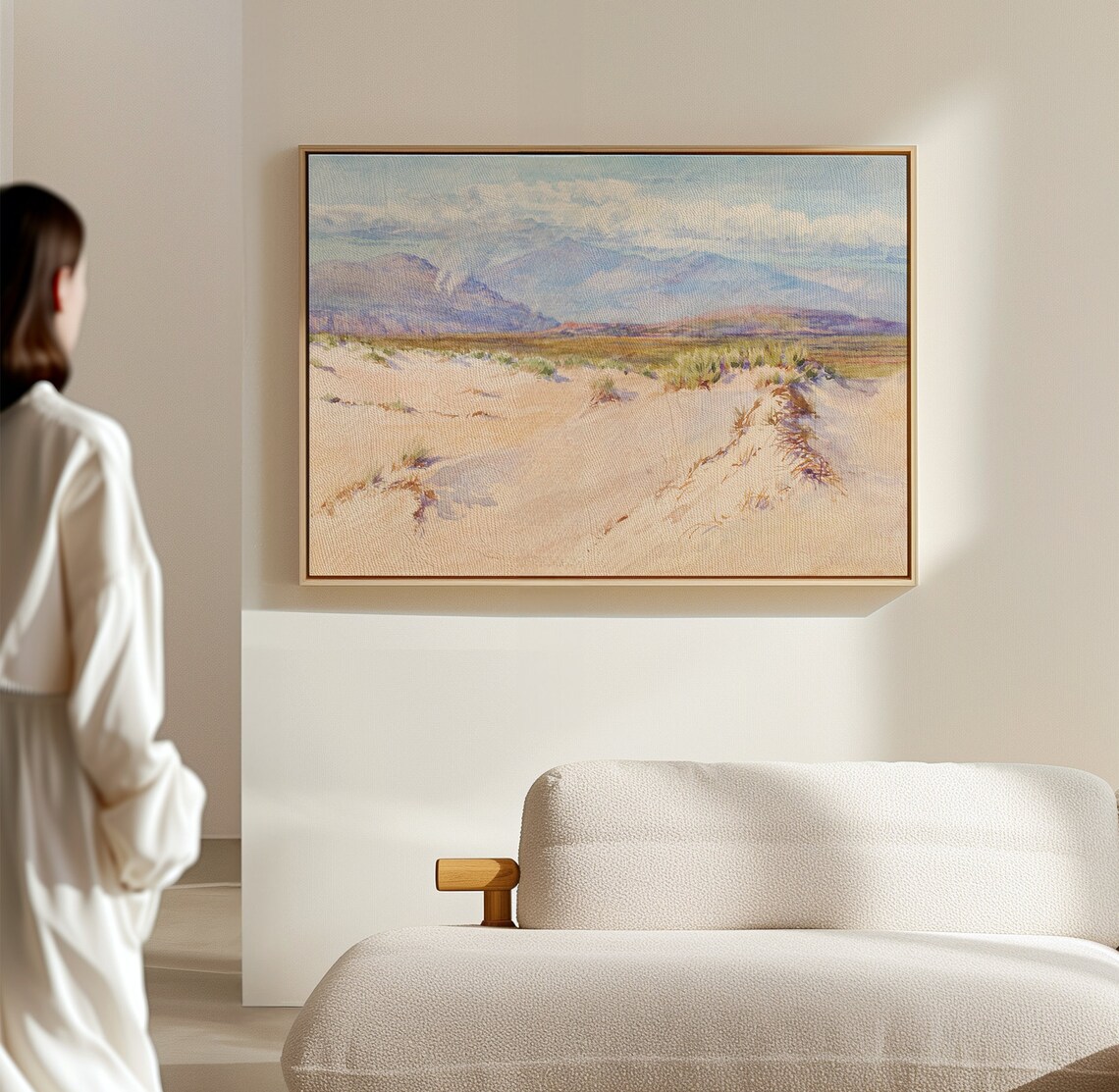 Coastal Sand Dunes Mountain Vista Watercolor Serene Landscape Art Poster - Image 3