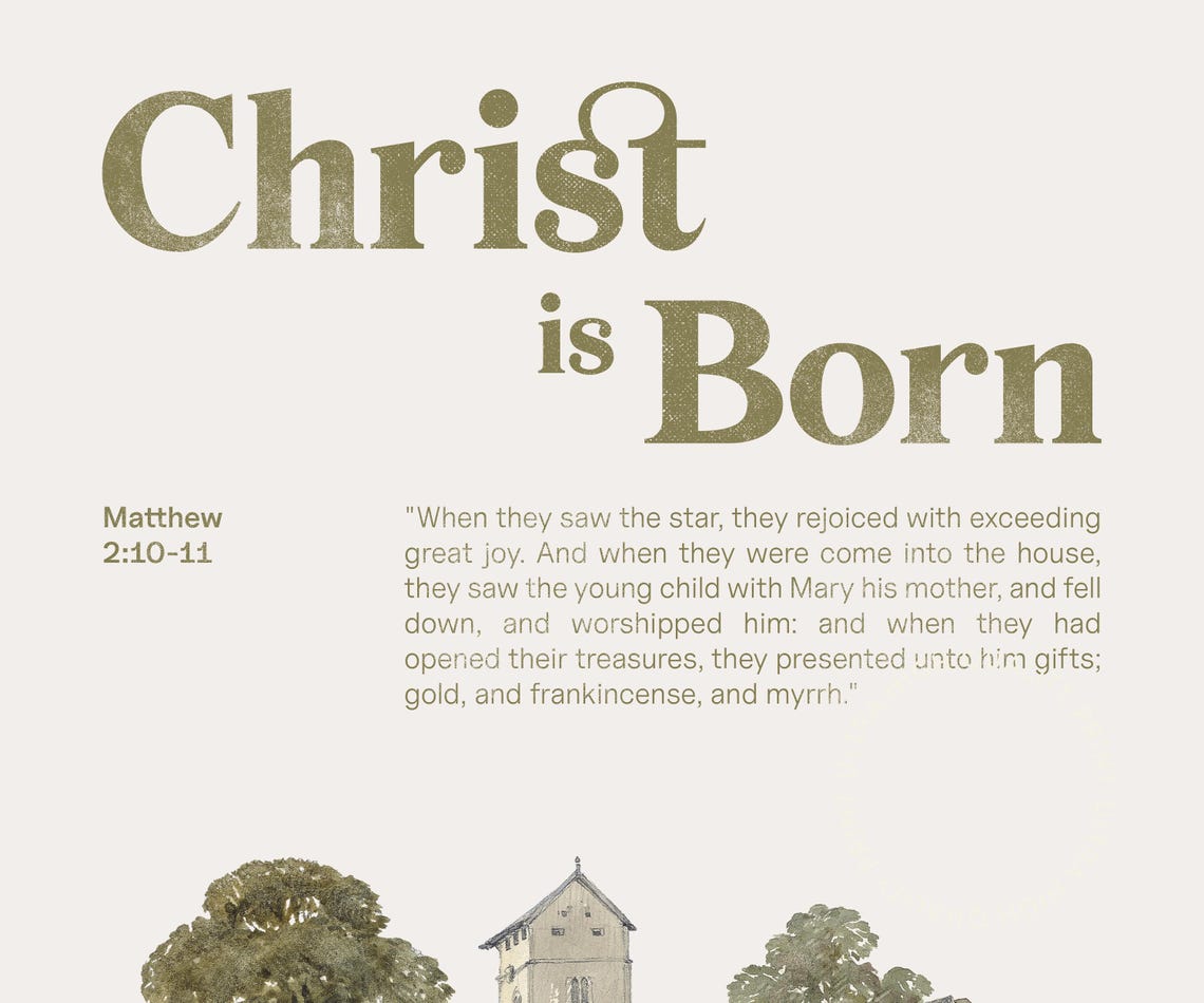 Christ Is Born Matthew Christmas Scripture Watercolor Church Wall Art - Image 5