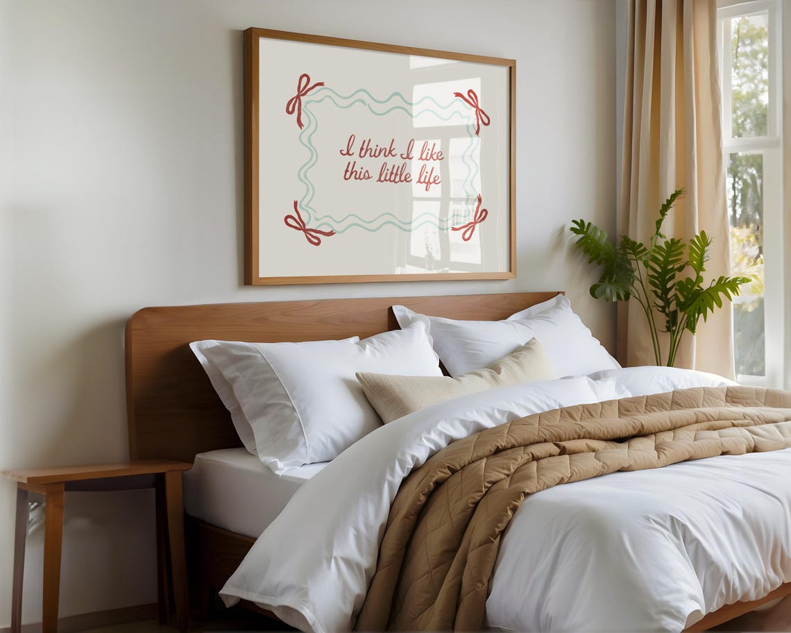 I Think I Like This Little Life Mint Green Wavy Border Quote Wall Art - Image 3