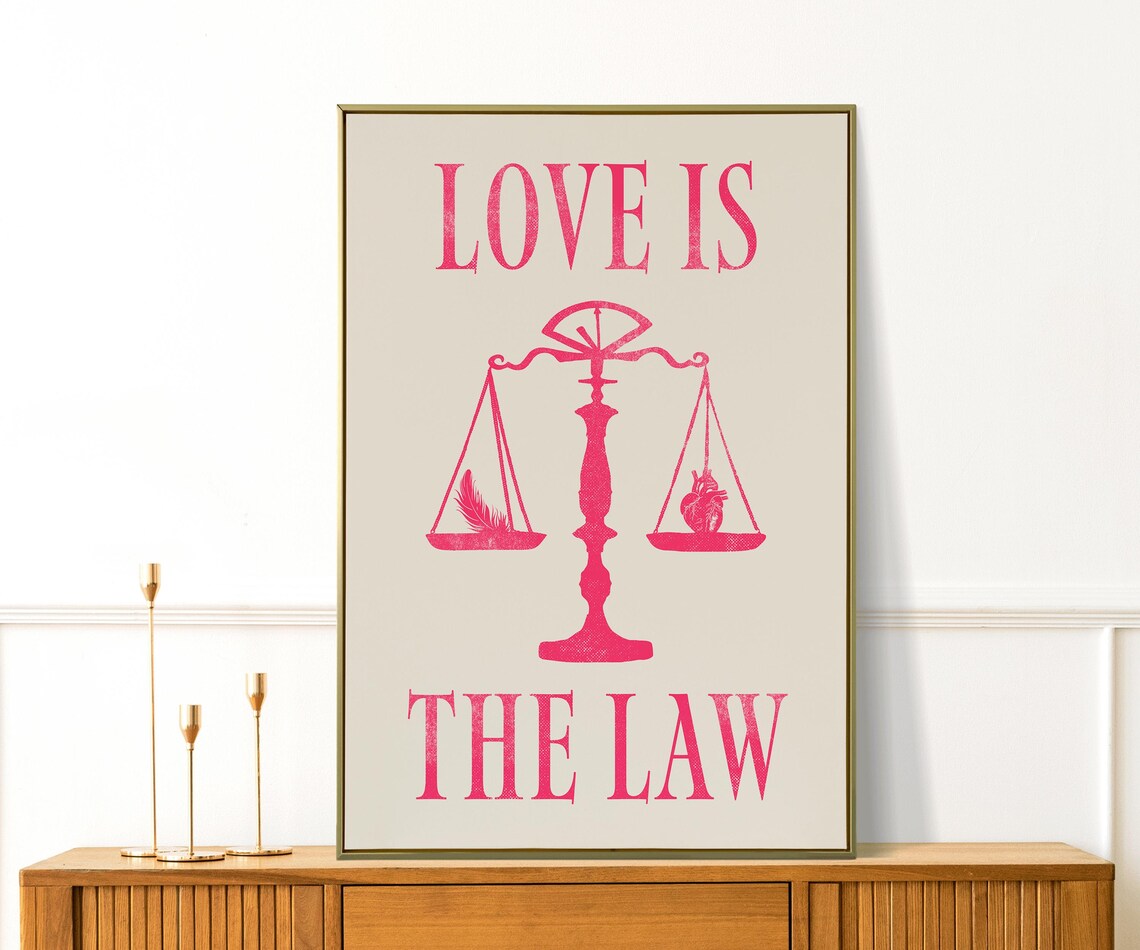 Love Is The Law Print Retro Wall Art Girly Gifts Spiritual Inspirational Quotes Preppy Apartment Decor Cute Prints Bedroom Wall Art - Image 2