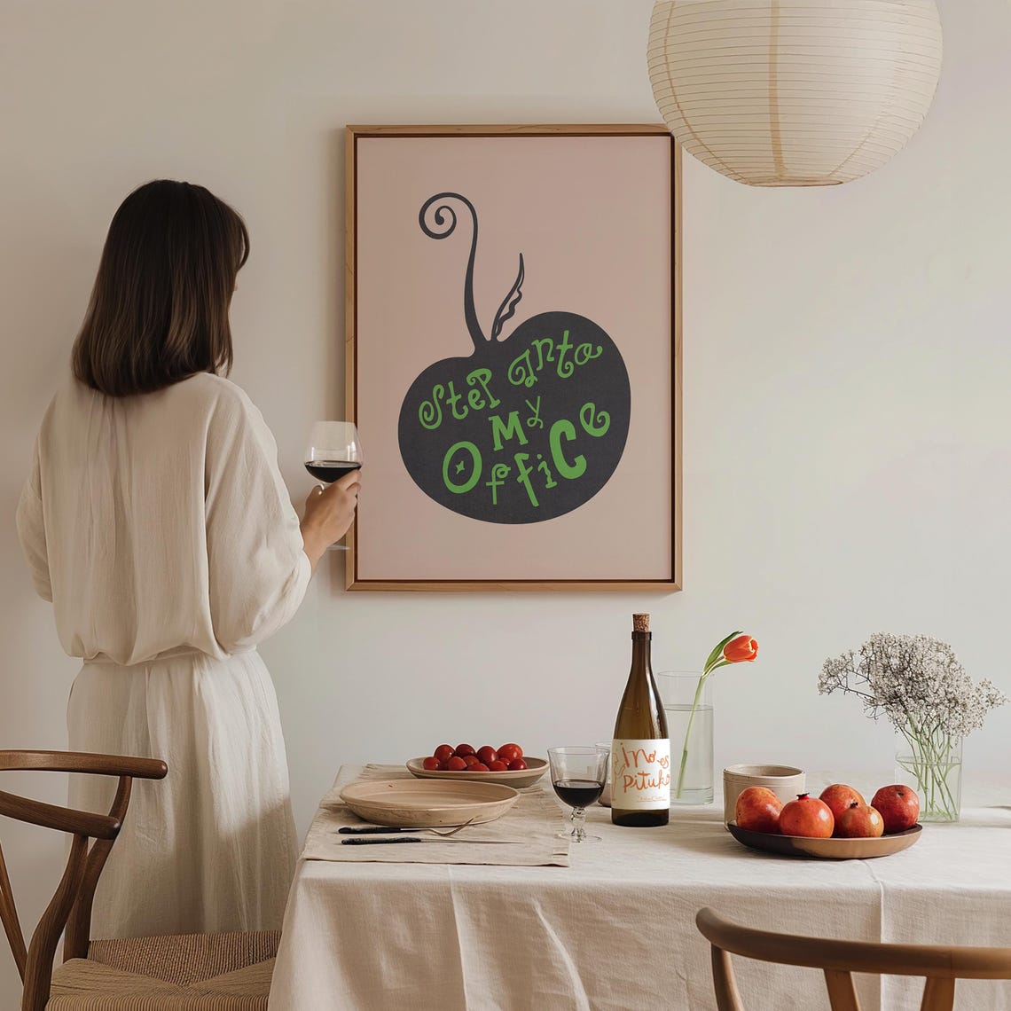 Step Into My Office Green Gray Apple Funky Home Office Wall Art - Image 2