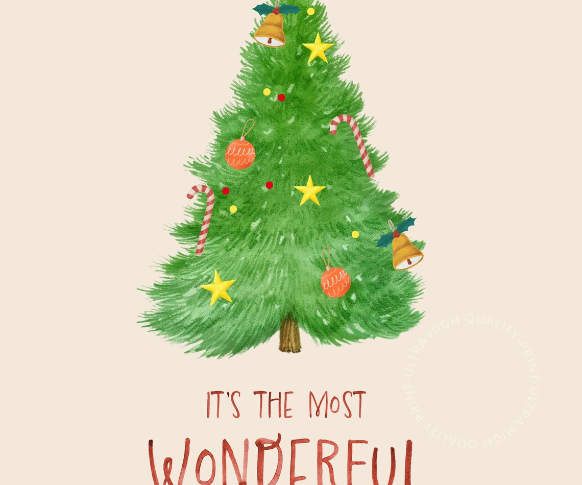 Its The Most Wonderful Time Of The Year Watercolor Tree Holiday Print - Image 5