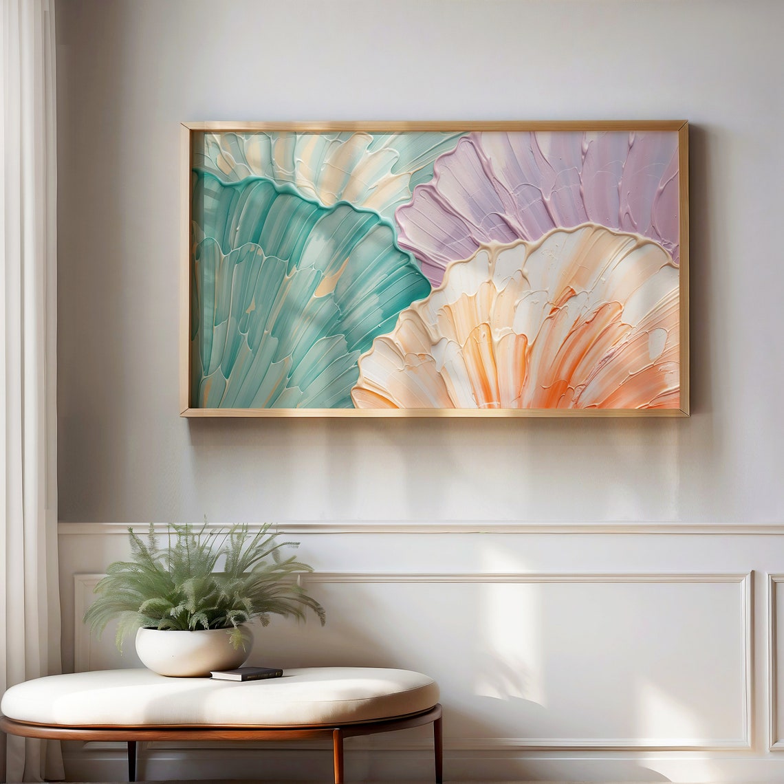 Textured Pastel Abstract Paint with Seashell Colors Art Poster - Image 4