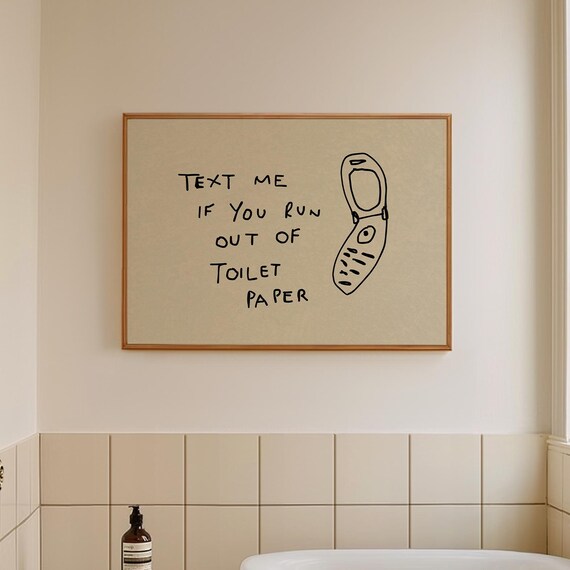 Funny Bathroom Print, Text Me Toilet Paper Humor