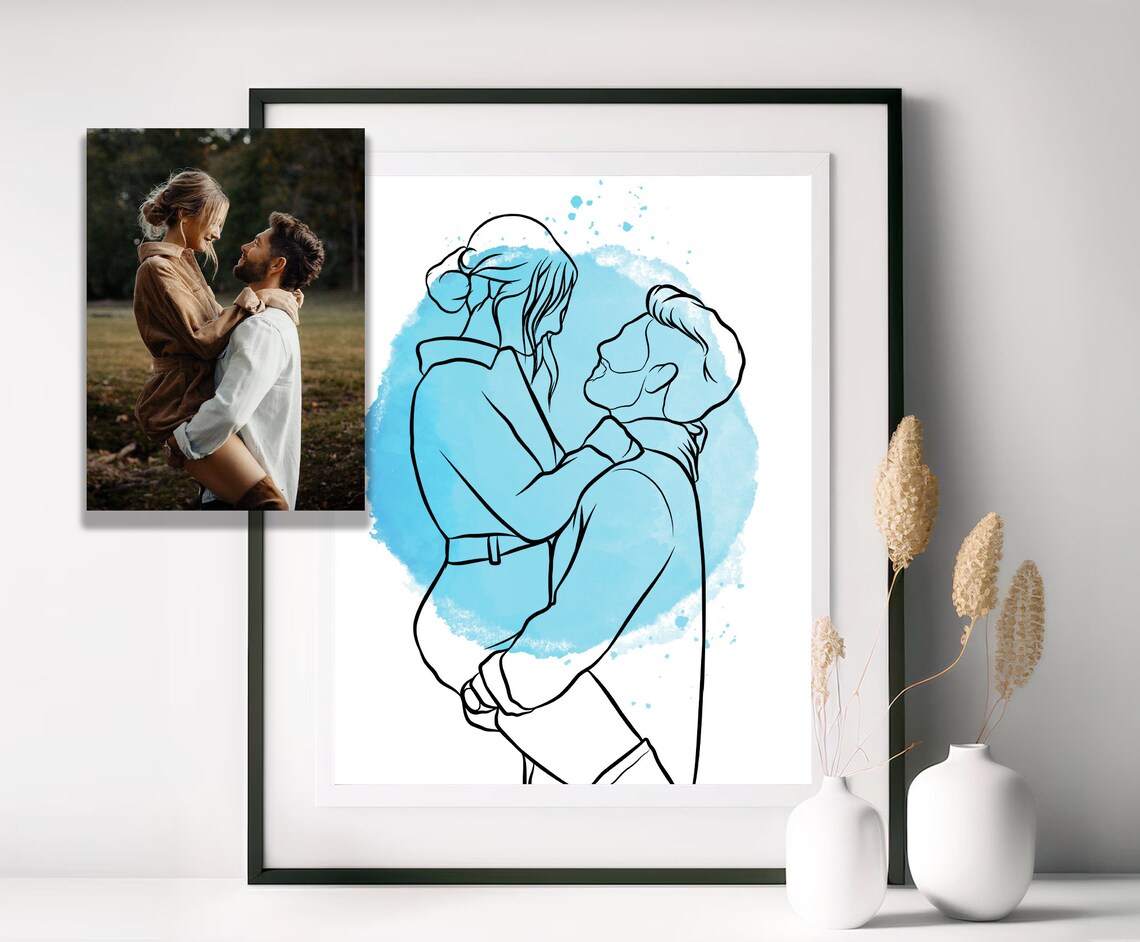 Custom Line Drawing Portrait Art Print, Anniversary Gift - Image 2