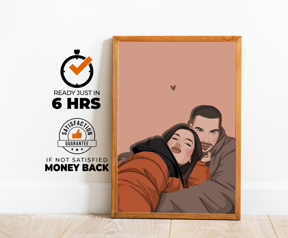 Personalized Couple Portrait, Faceless Art Print