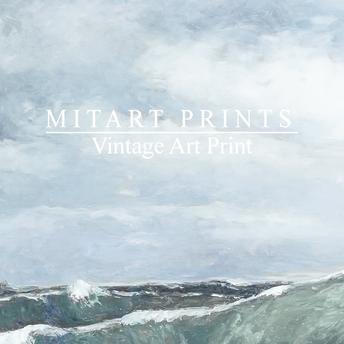 Vintage Ocean Seascape Painting, Coastal Wall Art Print - Image 3