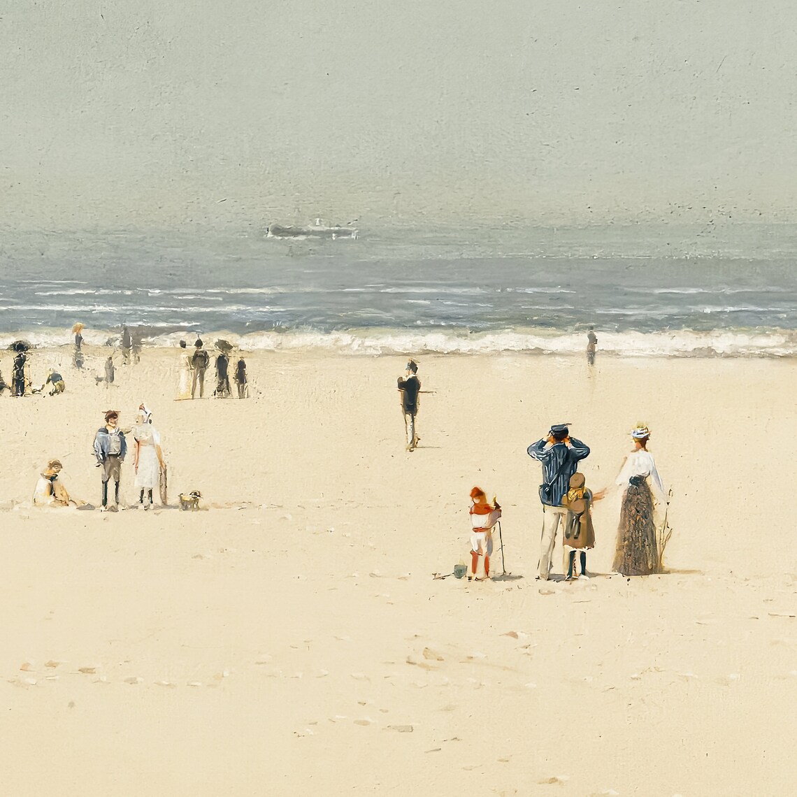 Muted Seascape Painting, Neutral Coastal Art Print - Image 4