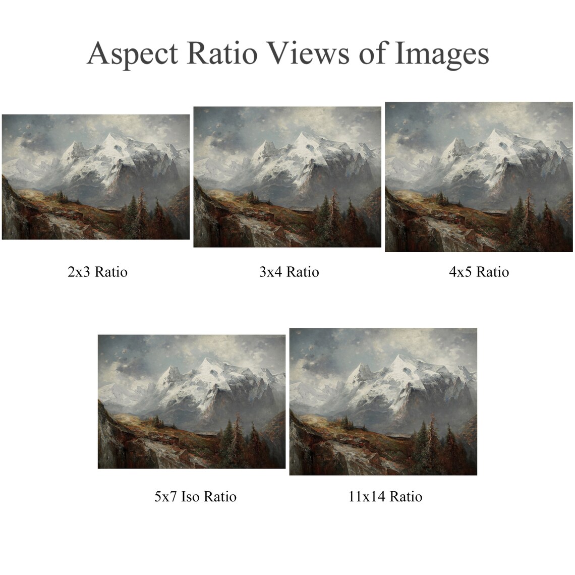 Mountain Landscape Art Print, Rustic Farmhouse Vintage - Image 2