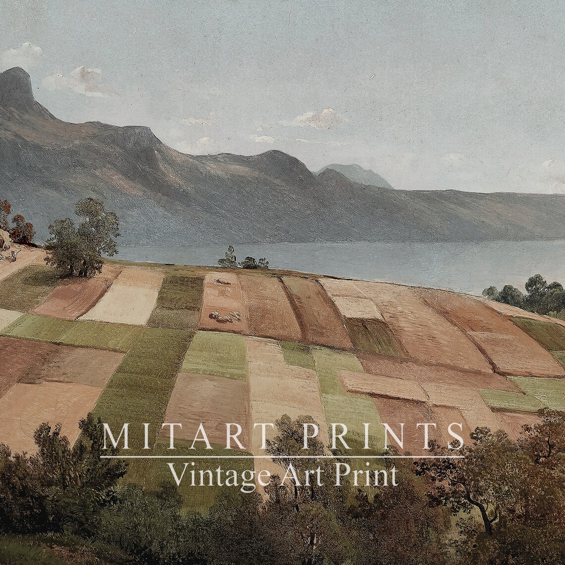 Vintage Field Landscape Art Print, Farmhouse Decor - Image 4