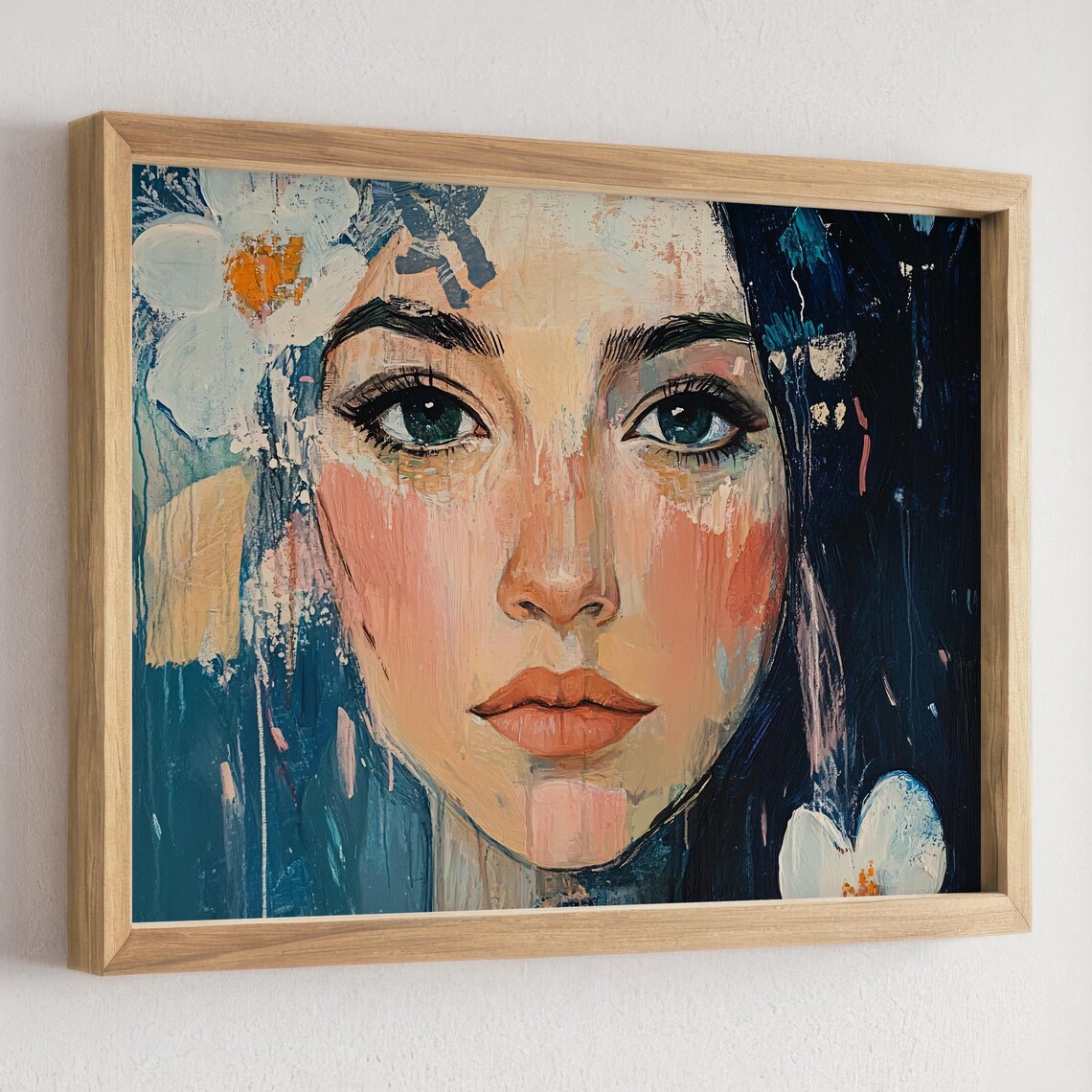 Boho Girl With Flowers Colorful Modern Female Portrait Scene Poster - Image 3
