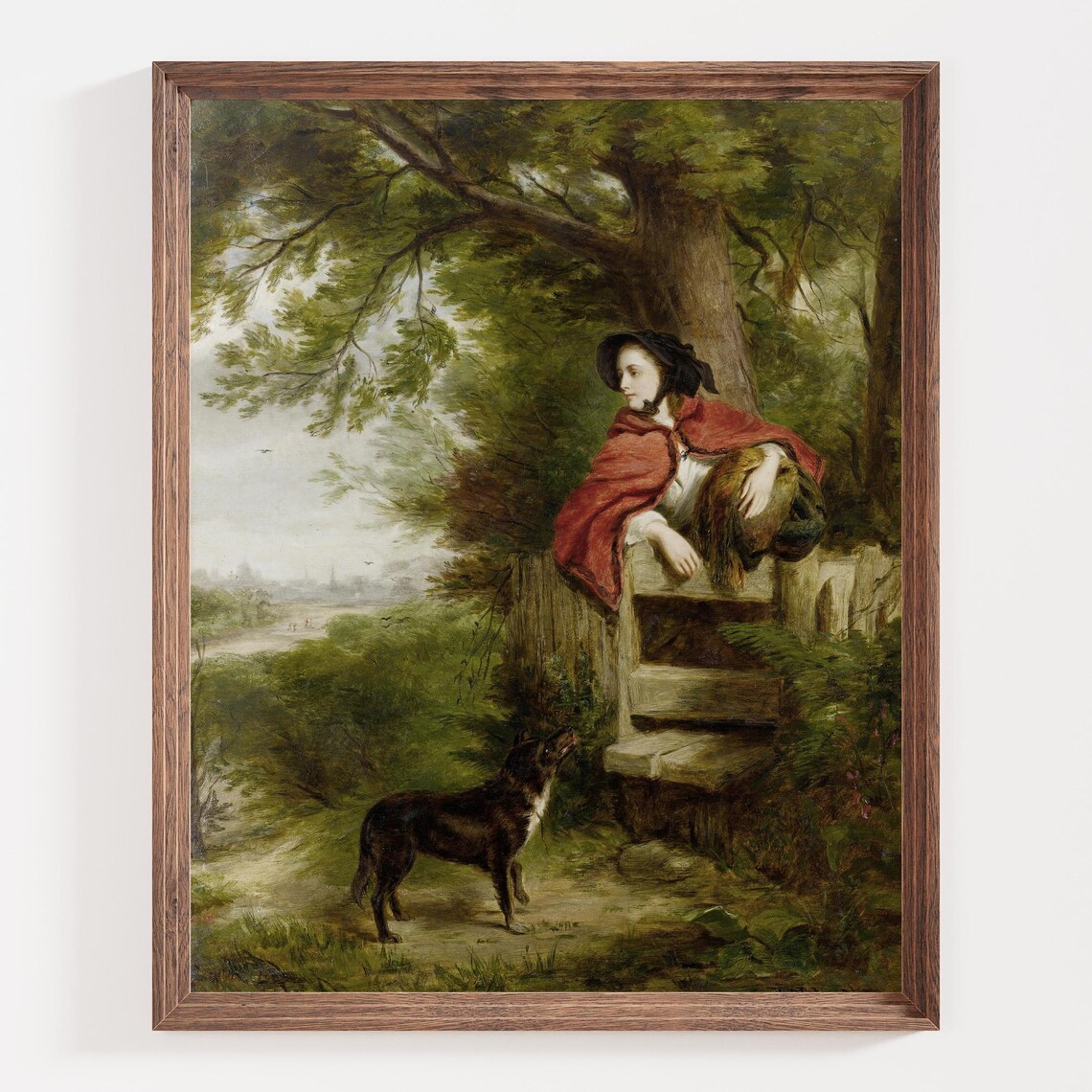 Little Red Riding Hood With Dog Victorian Fairy Tale Frith Scene Poster