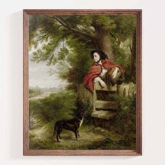 Little Red Riding Hood With Dog Victorian Fairy Tale Frith Scene Poster