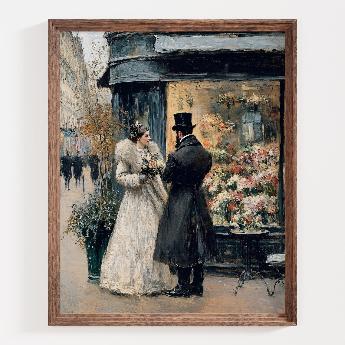 Paris Street Scene, Victorian Couple Travel Poster