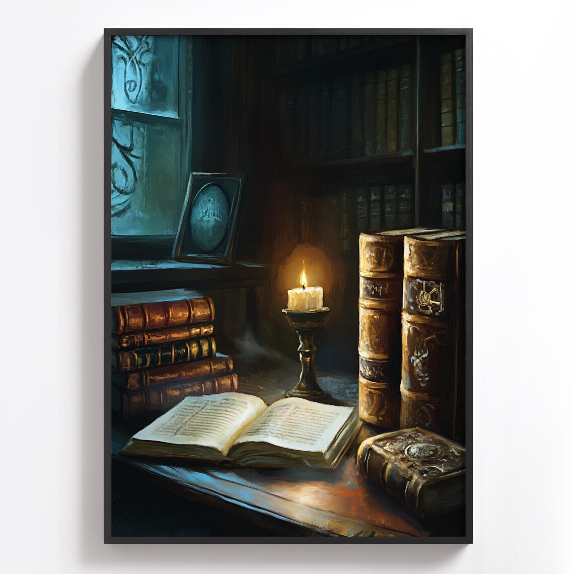 Antique Books Candlelight, Gothic Library Art Print - Image 2