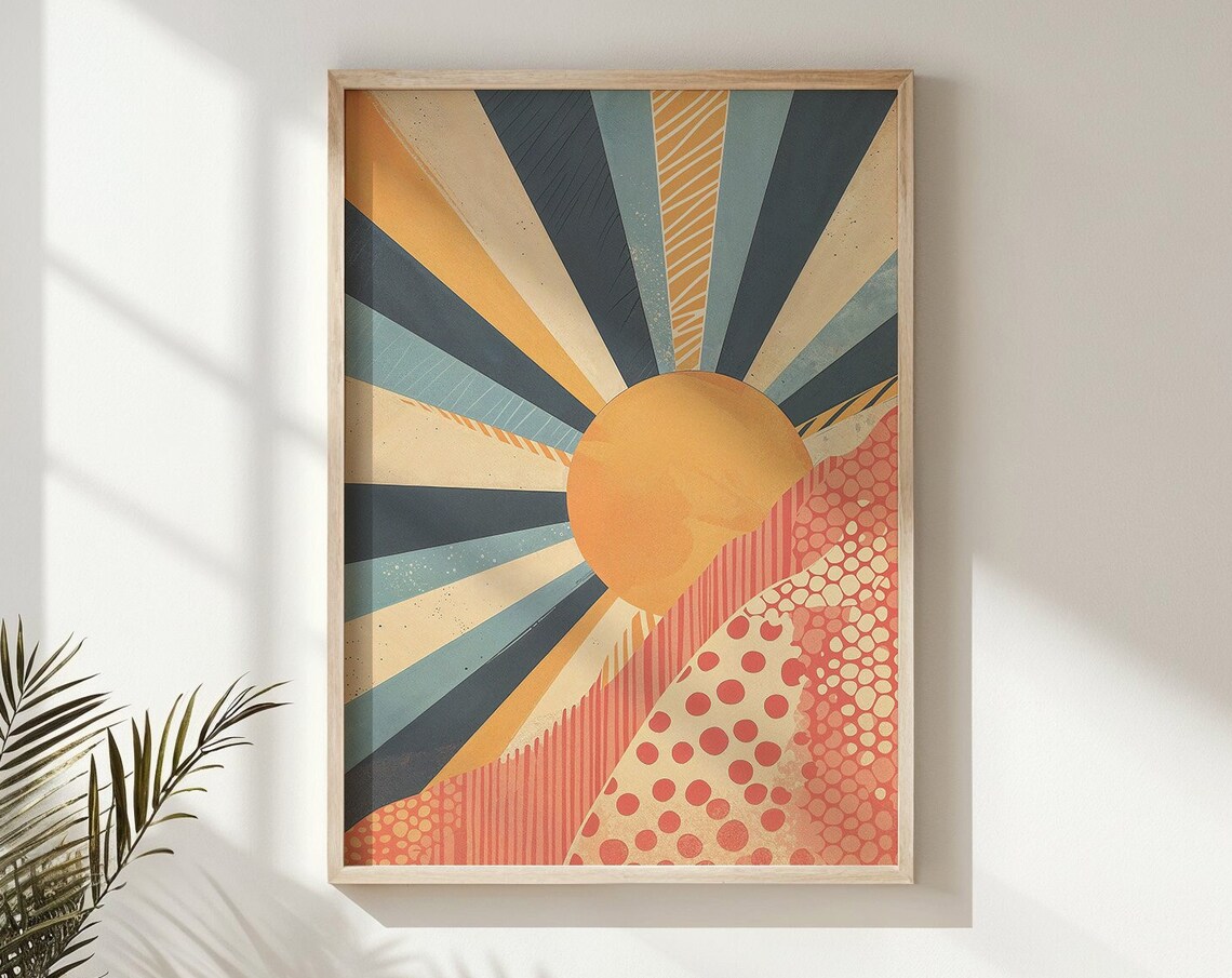 Abstract Sunburst Sunrise Art Print, Nursery Decor