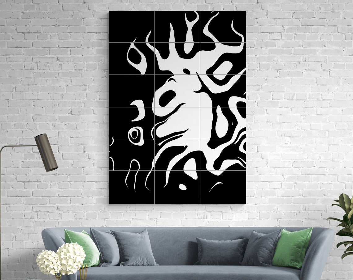 Monochrome Fluid Black and White Abstract Organic Shapes Poster
