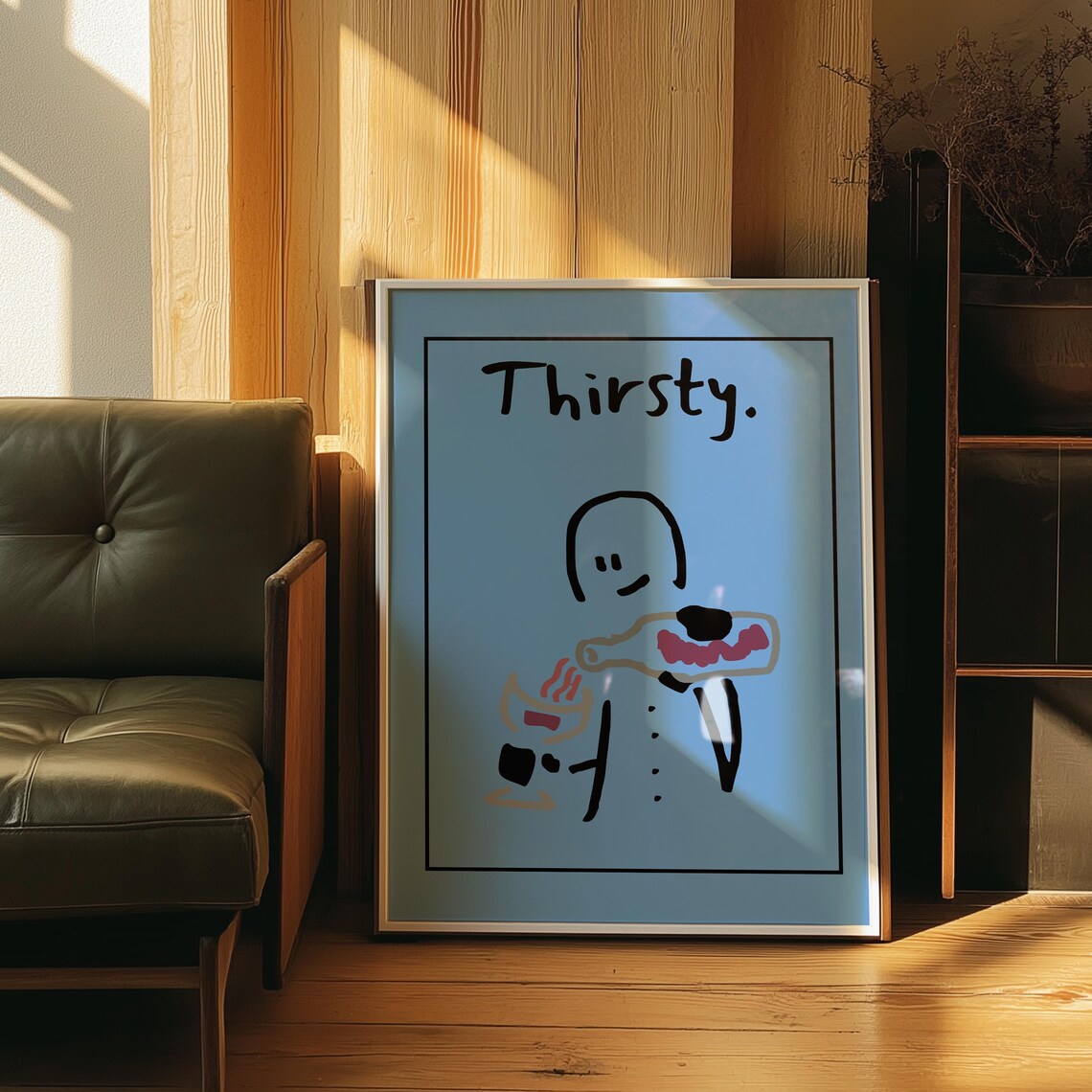 Unwind Wine, Funny Kitchen Minimalist Art Print - Image 3