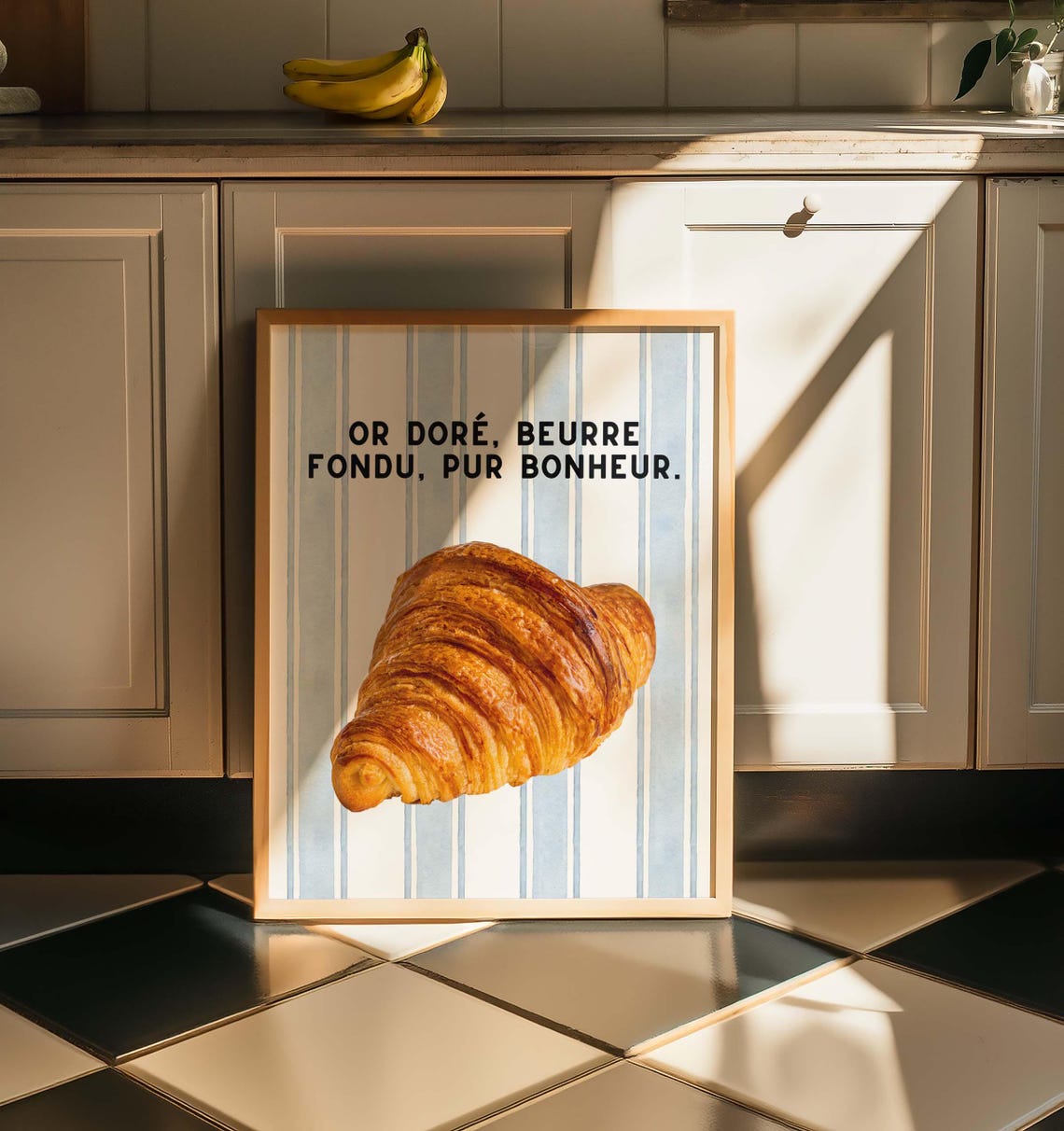 French Croissant, Cute Bakery Art Print