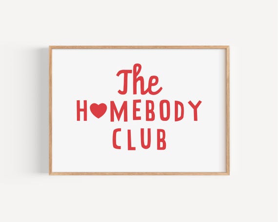 The Homebody Club Print Trendy Apartment Decor Funny Introvert 70s Inspired Living Room Art Above Couch Print