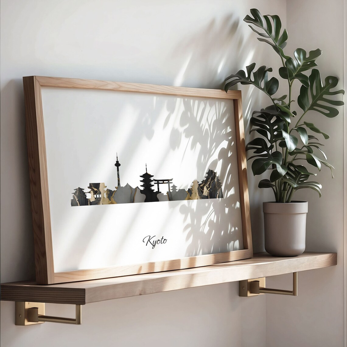 Kyoto Skyline Black Gold Marble Cityscape Japan Travel Decor Poster - Image 3