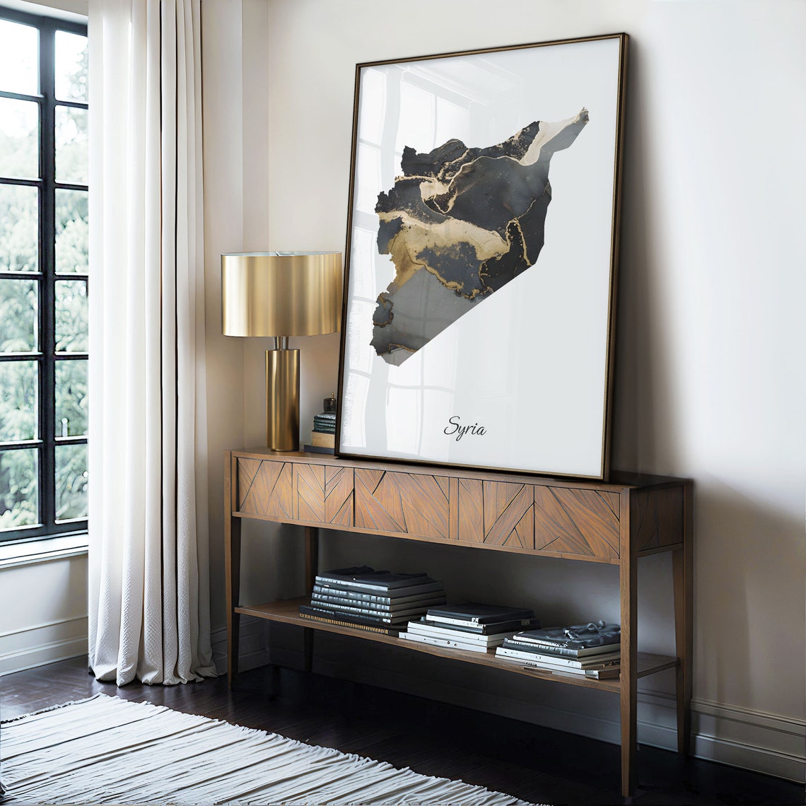 Syria Black And Gold Marble Map Minimalist Elegant Art Poster - Image 4