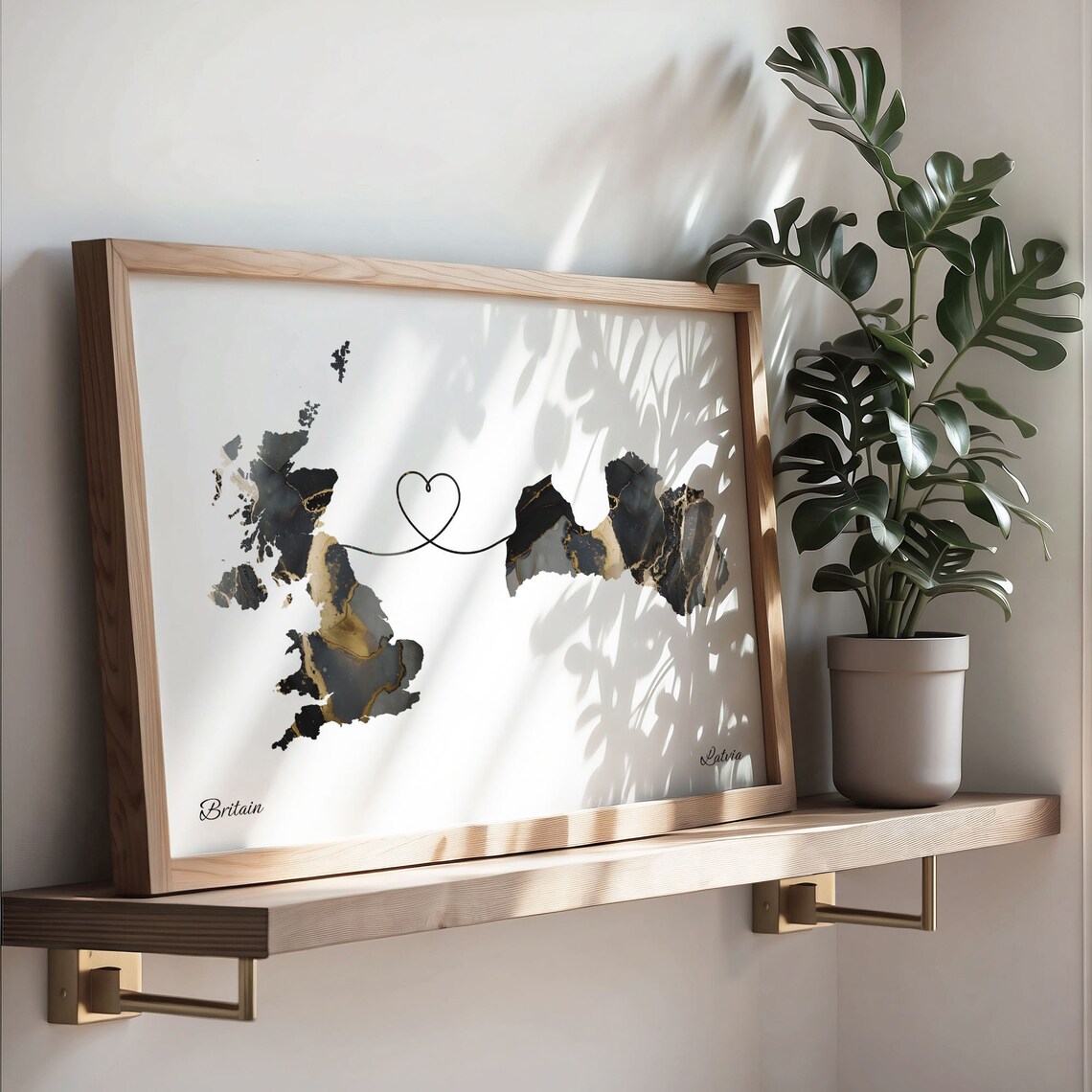 Britain To Latvia Map Poster, Two Countries Travel Art - Image 3