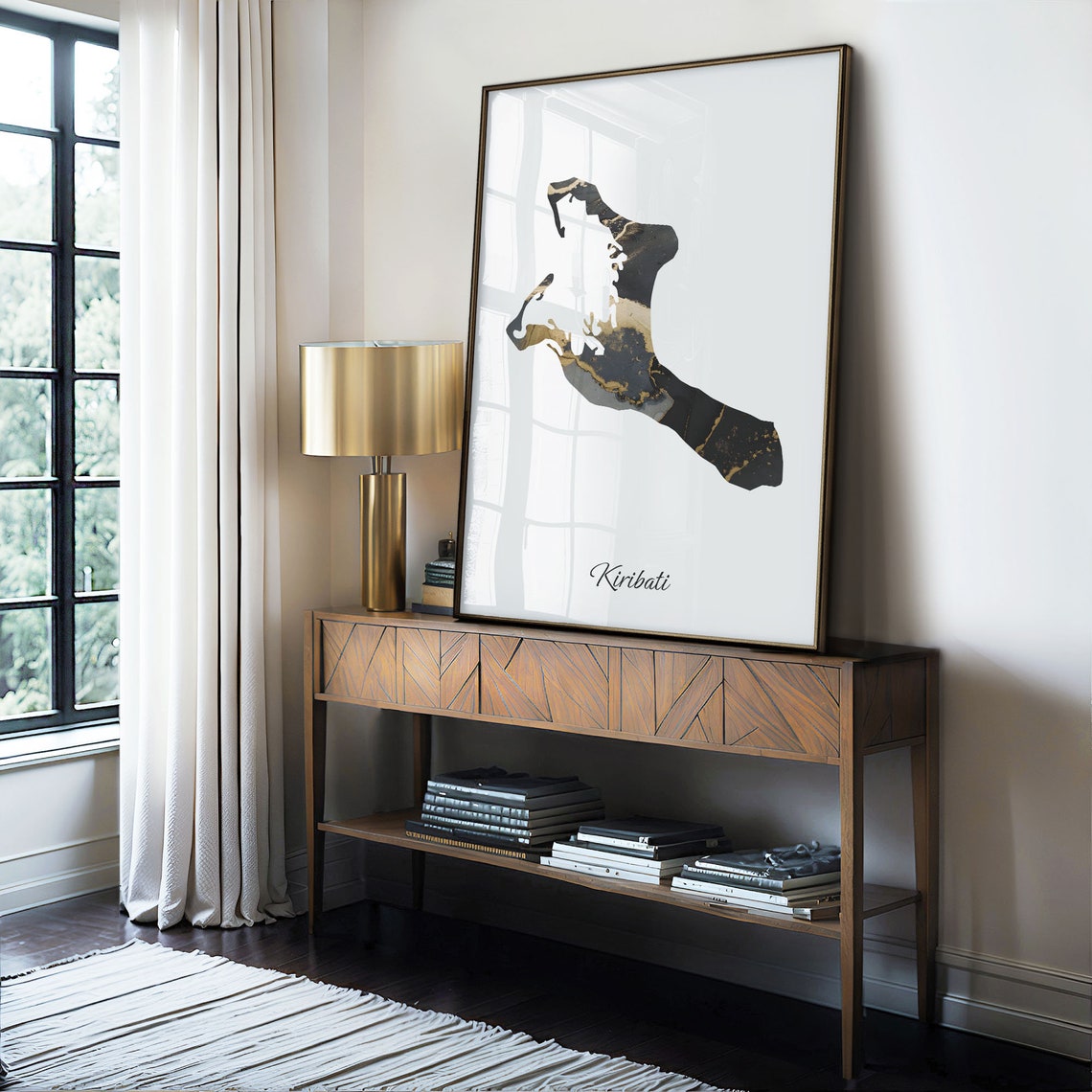 Kiribati Black and Gold Marble Country Map Elegant Decor Poster - Image 4