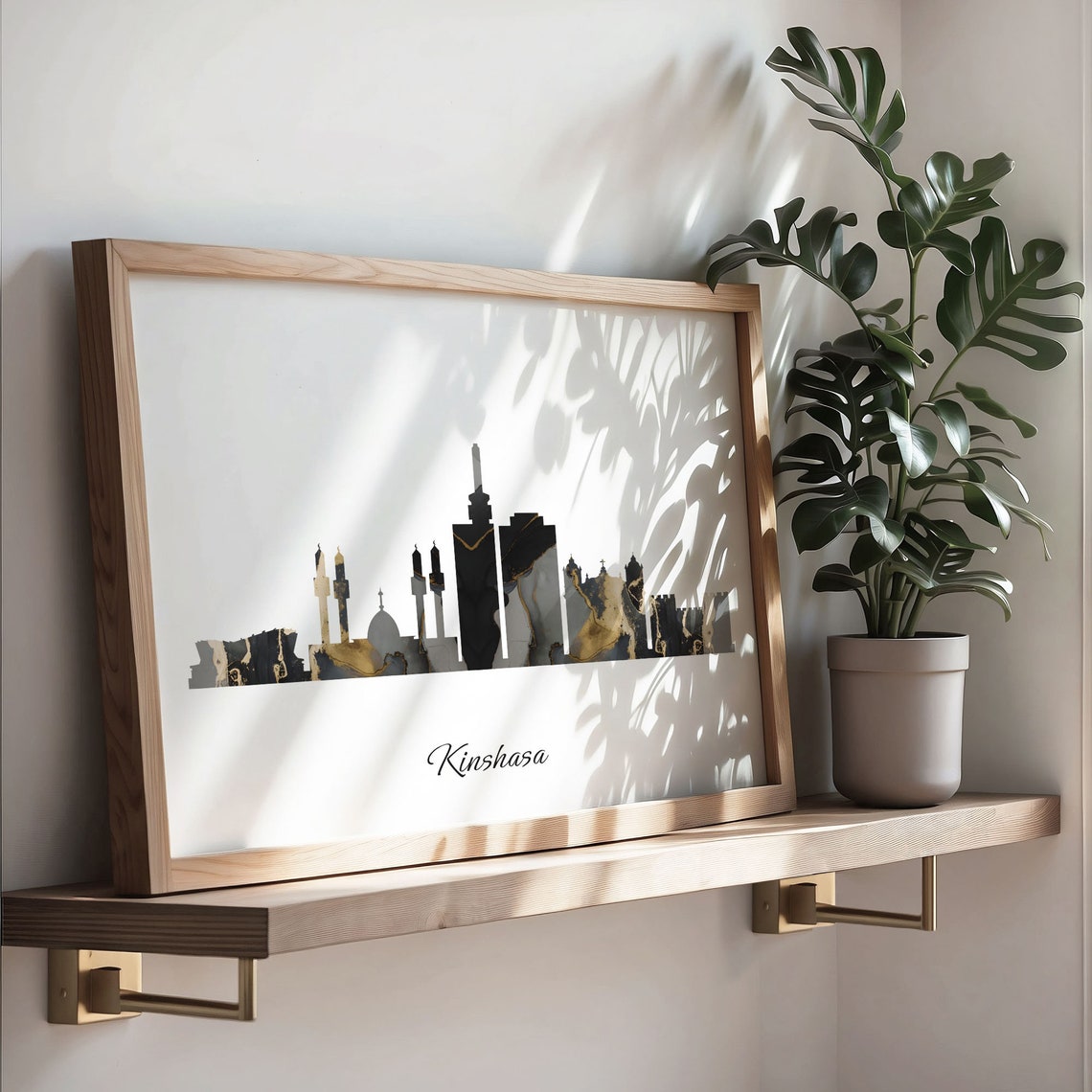 Kinshasa Luxury Black Gold Marble City Skyline Silhouette Poster - Image 3